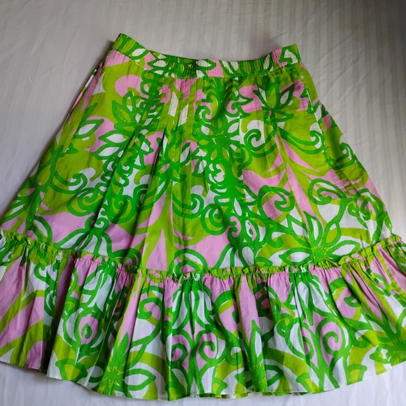 Lilly Pulitzer Skirt Large Pleated Floral Elastic Waist Festival Peasant Boho - Picture 1 of 12